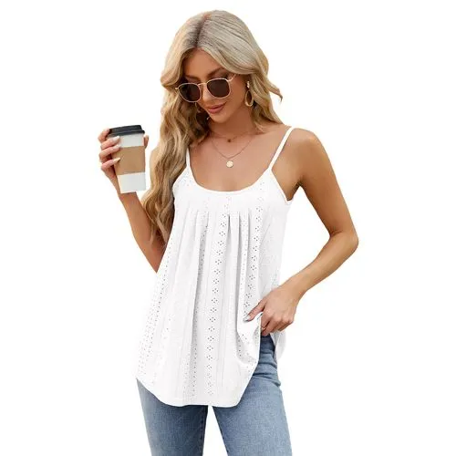 Women's Vest Tank Tops Pleated Streetwear Solid Color