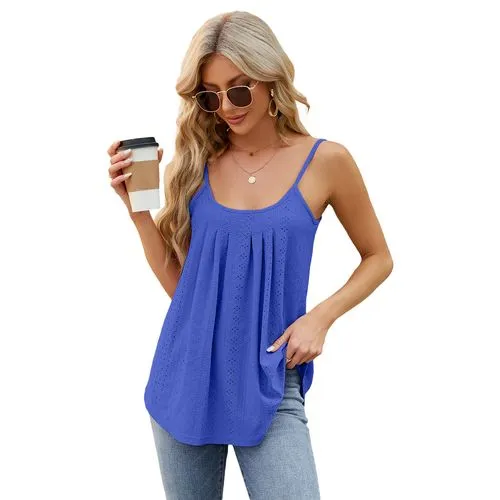 Women's Vest Tank Tops Pleated Streetwear Solid Color