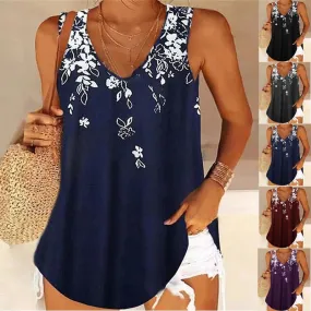 Women's Vest Tank Tops Printing Casual Flower