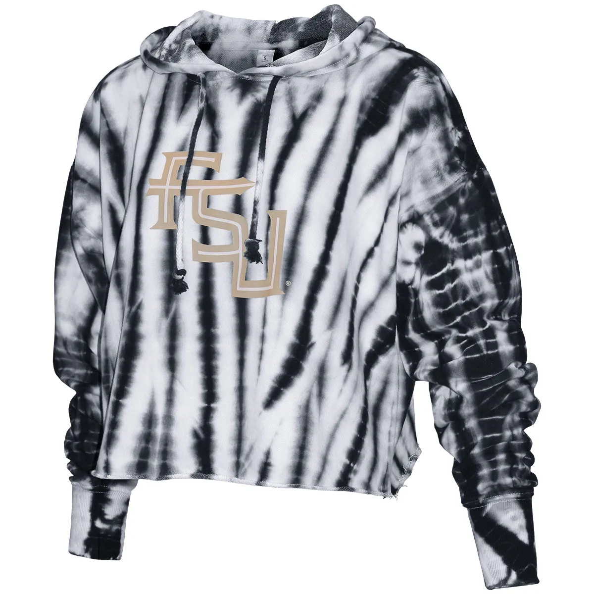 ZooZatz FSU Logo Shibori Crop Hoodie - Black/White